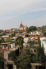 panoramic view of old town and cathedral in San Miguel de Allende, Mexico