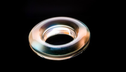 transparent torus, acrylic, plastic, glass, beautiful, dimpled, fantastic, art, design, sparkling, stars, black background, wallpaper