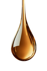 stunning droplet of molten gold gracefully suspended in mid fall, showcasing polished finish that reflects light beautifully on transparent background