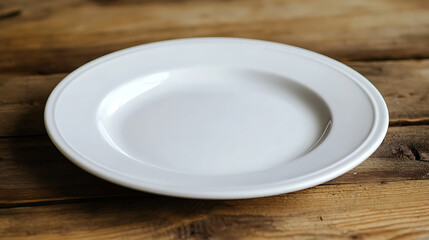 white plate isolated on a wooden table