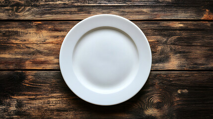 white plate isolated on a wooden table