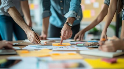 Teamwork, meeting and manager for training in office, coworking and process for creative collaboration. Business people, leader and editing book project in publishing, support and novel planning