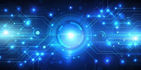 Obraz premium Abstract Blue Futuristic Background with Circuitry and Glowing Lights
