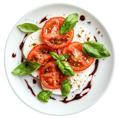 Vibrant Caprese Salad featuring fresh mozzarella, ripe tomatoes, and fragrant basil, a delightful blend of flavors and colors.
