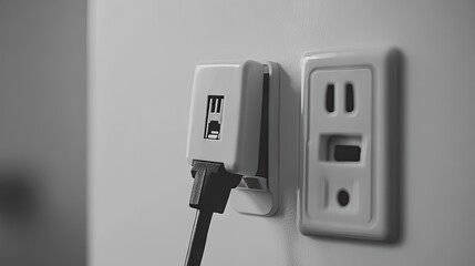 Modern Power Outlet and Plug Close-Up Image