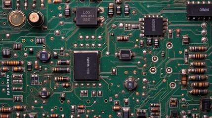Electronic Circuit Board Close-Up Detail