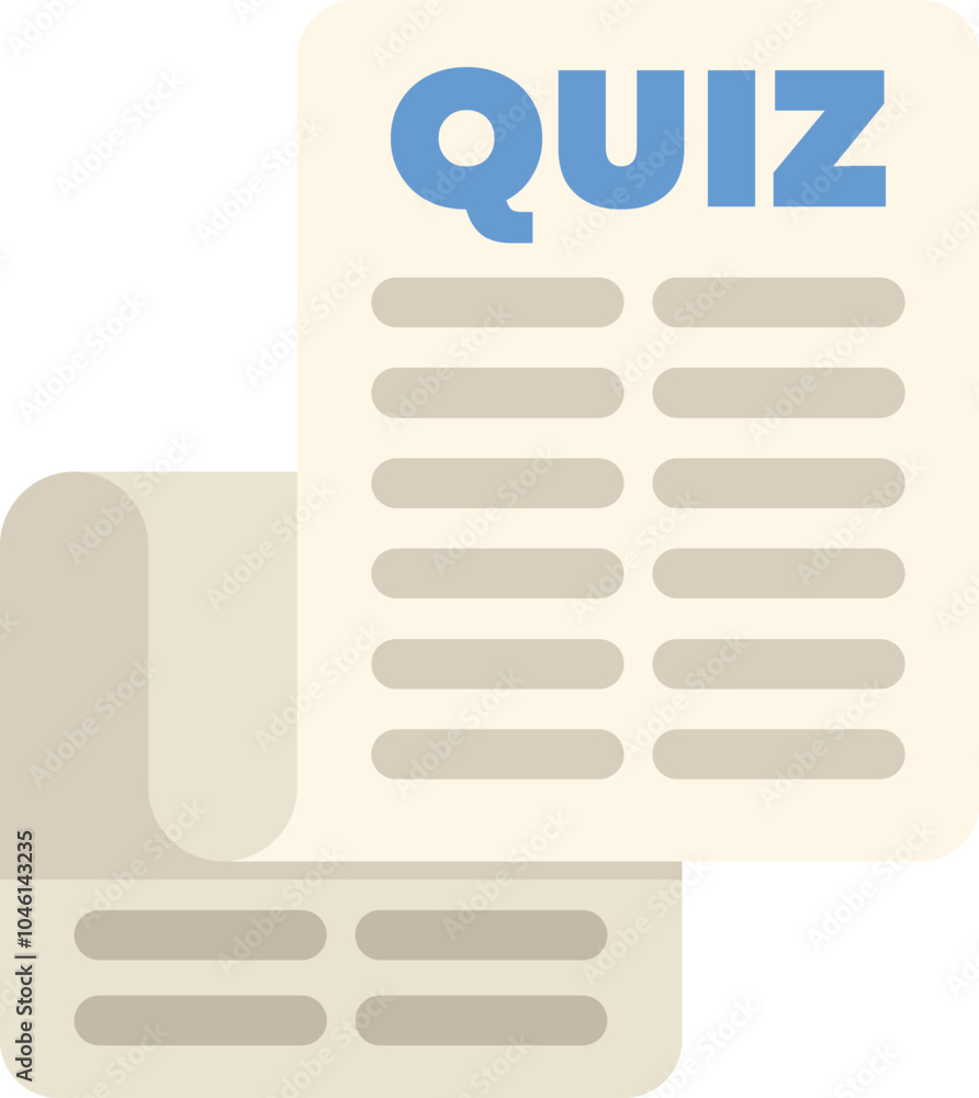 Poster quiz test paper is laying on another sheet of paper with lines to write answers