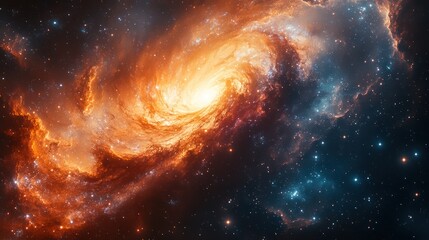 A swirling galaxy of vibrant colors, with stars and nebulae scattered throughout.