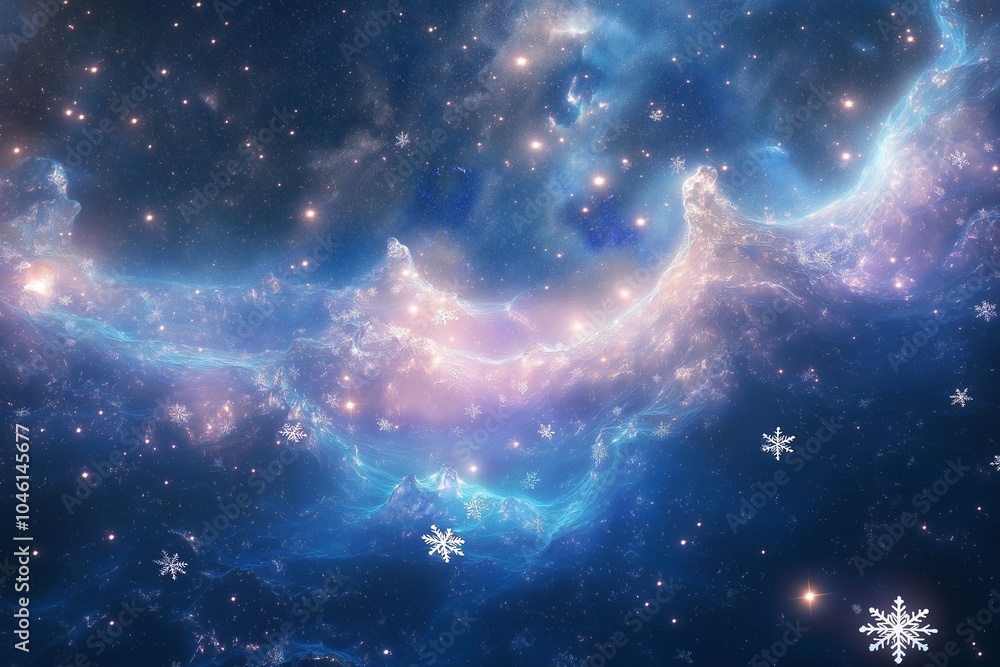 Canvas Prints a snowy, crystalline nebula within the snowflake galaxy, with delicate snowflake stars floating thro