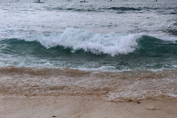 View of the waves washing the beach