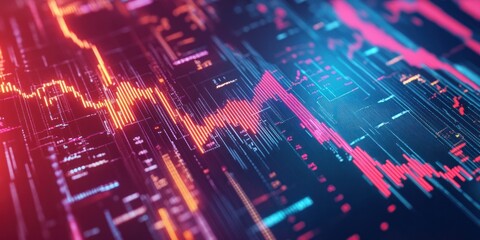 Chinese economy digital growth graph, featuring financial data points and flag representation