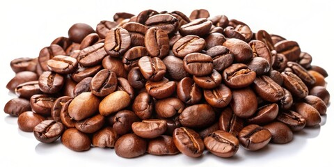 A Close-Up View of Roasted Coffee Beans, Showing Their Rich Brown Color, Natural Shape, and the Characteristic Line Down the Center