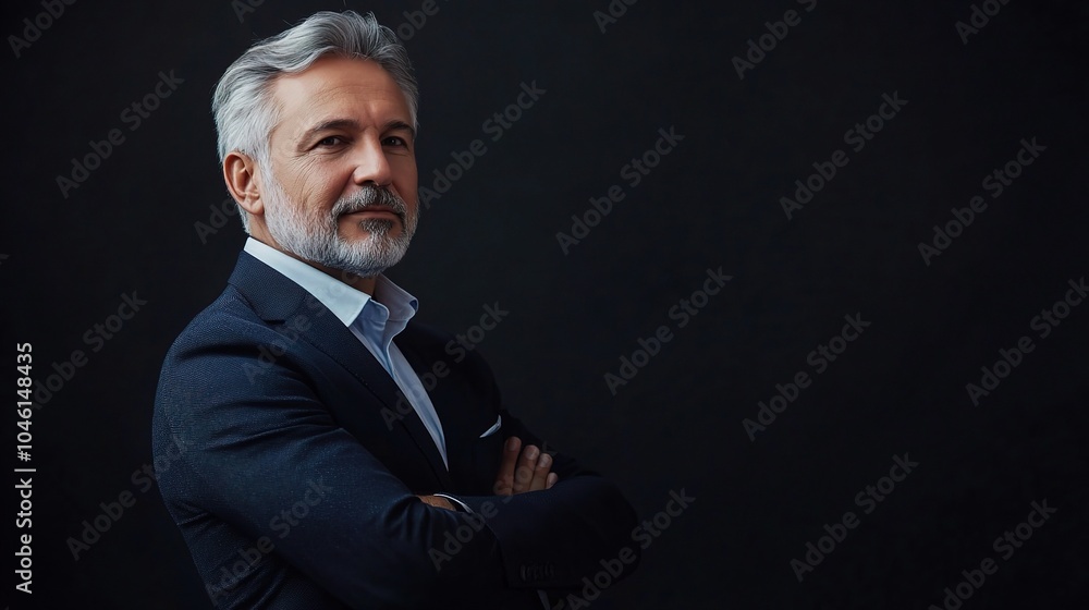 Canvas Prints Confident Man with Gray Hair in Dark Background