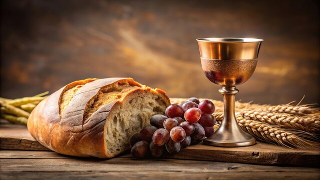 still life with chalice of wine and bread