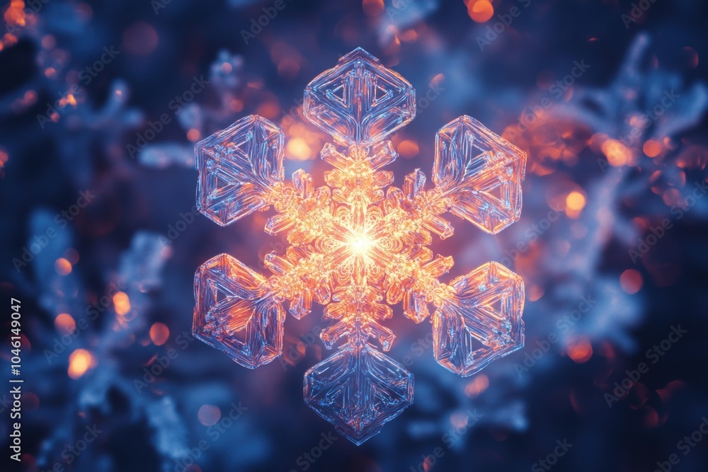 Aufkleber delicate snowflakes glow with icy hues and intricate patterns, capturing the enchanting beauty of wi