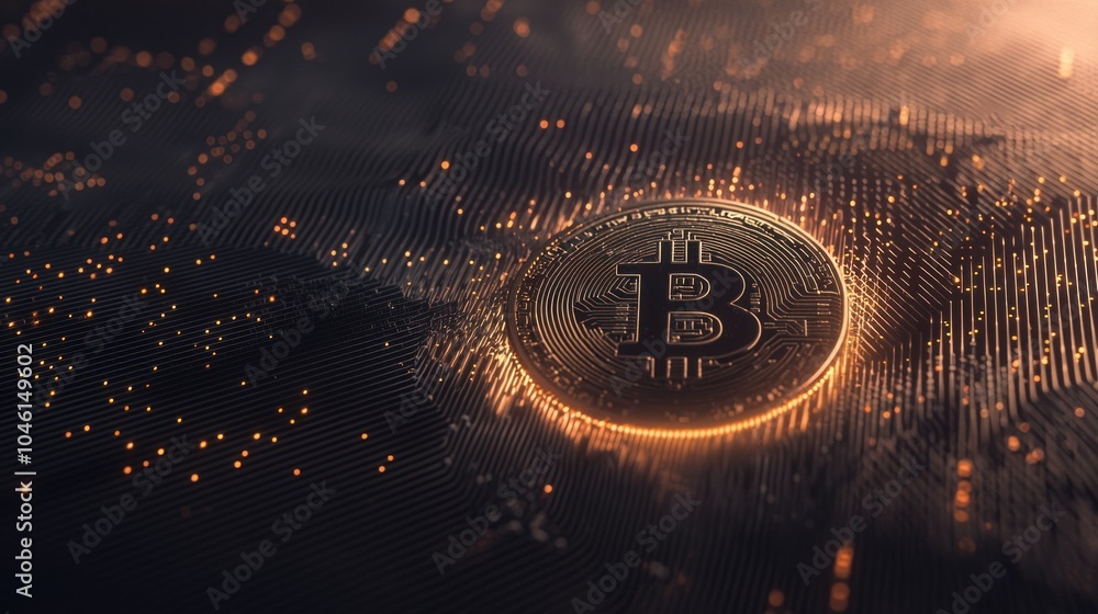 Poster a richly detailed digital background featuring high-quality bitcoin imagery with intricate textures 