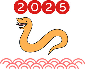 Fototapeta premium 2025 chinese Newyear cartoon snake style design template,yaer of the snake 2025, illustration design cute snake newyear symbol 2025