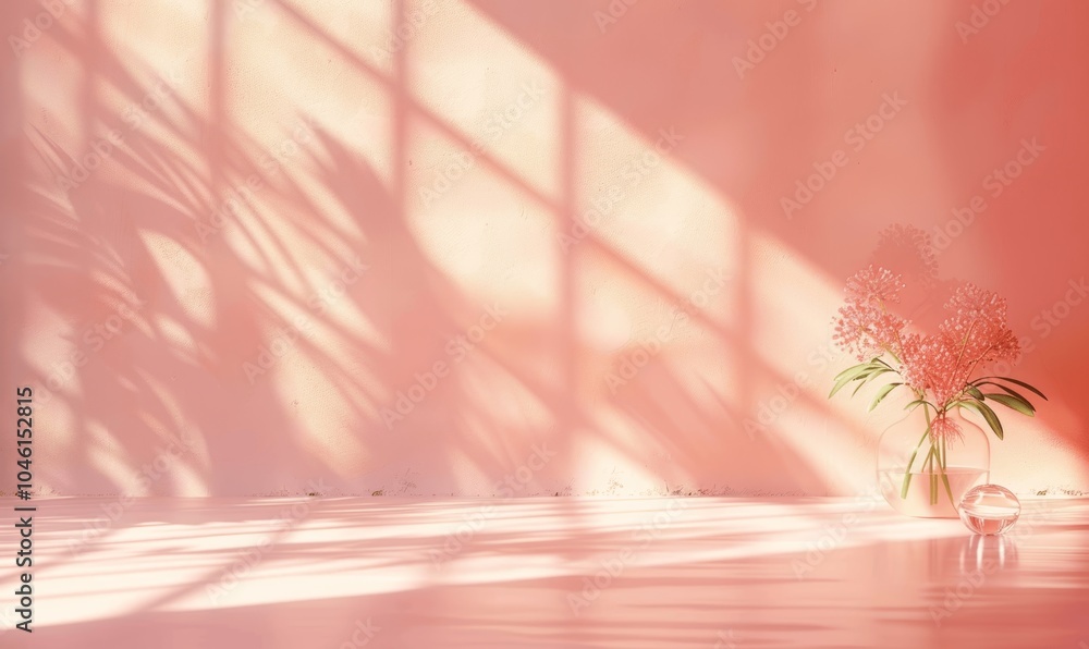 Poster abstract peach background with light and shadow for product display