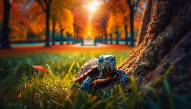 Schildkr&ouml;te hintern Baum