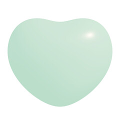 3d icon, 3d illustration, cute heart, light mint green color,  transparent background, y2k, playful and fun-loving design