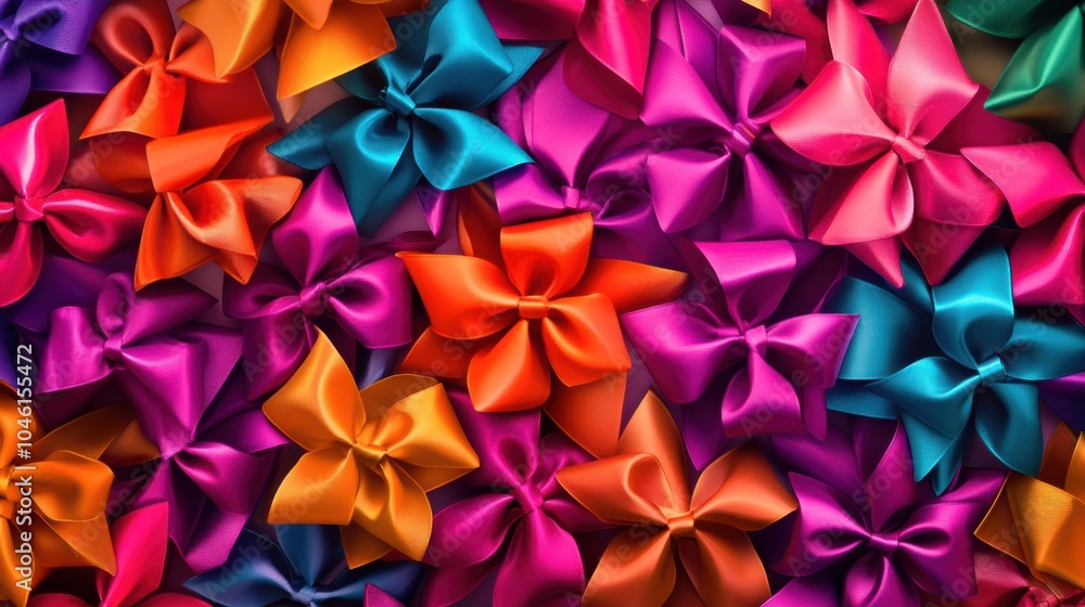 Poster a striking display of bright ribbons and bows intertwines seamlessly, creating an eye-catching patte