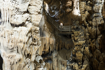 Interior view of Grotte des Demoiselles, large cave in Herault valley of southern France