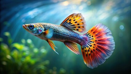 Stock photo capturing the movement of Guppy fish in an aquarium