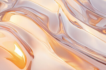 Obraz premium Soft Fluid Abstract Waves in Peach and Gold Tones – Minimalist and Elegant Backgrounds for Calming and Modern Design Concepts