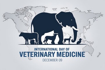 Obraz premium International Day of Veterinary Medicine animal silhouettes celebrating veterinary care worldwide