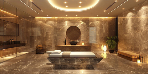 a room with a bed and a mirror, Cozy Bedroom with Bed and Mirror, 