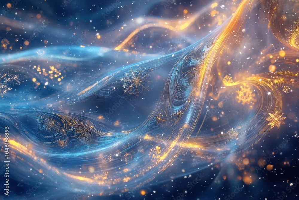 Poster colorful swirls and shimmering lights create an abstract representation of the excitement and joy of