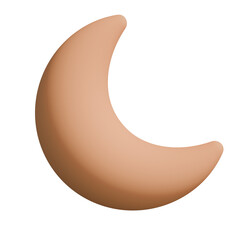3d icon, 3d illustration, cute moon, pastel orange color,  transparent background, y2k, playful and fun-loving design