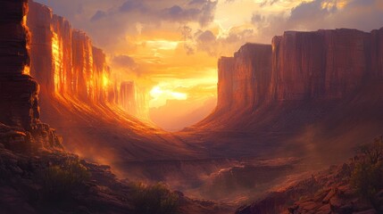 Obraz premium Golden Canyon Sunset