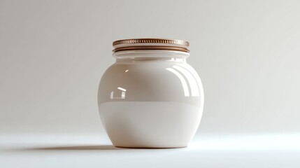 White ceramic jar on a minimalist background