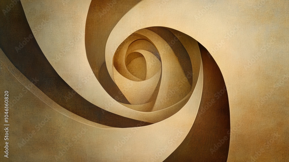 Poster soft, swirling patterns in muted tones evoke a sense of tranquility, resembling the gentle motion of