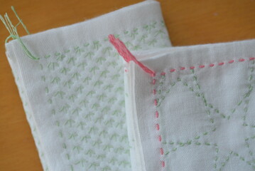 ”Sashiko" is Japanese traditional hand embroidery stitches.