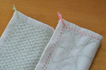 ”Sashiko" is Japanese traditional hand embroidery stitches.