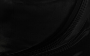 Black gray satin dark fabric texture luxurious shiny that is abstract silk cloth background with patterns soft waves blur beautiful.