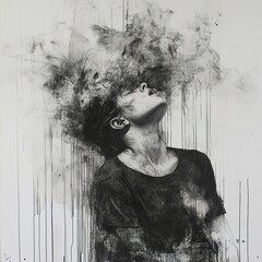 Abstract Charcoal Portrait: A Study of Inner Turmoil