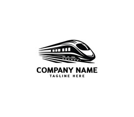 Vector futuristic train logo design. Modern train template logo signs. Fast speed train logo concept