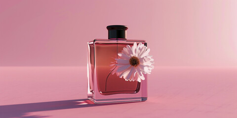 a bottle of perfume with a flower, Luxury Perfume and Flower Arrangement, 