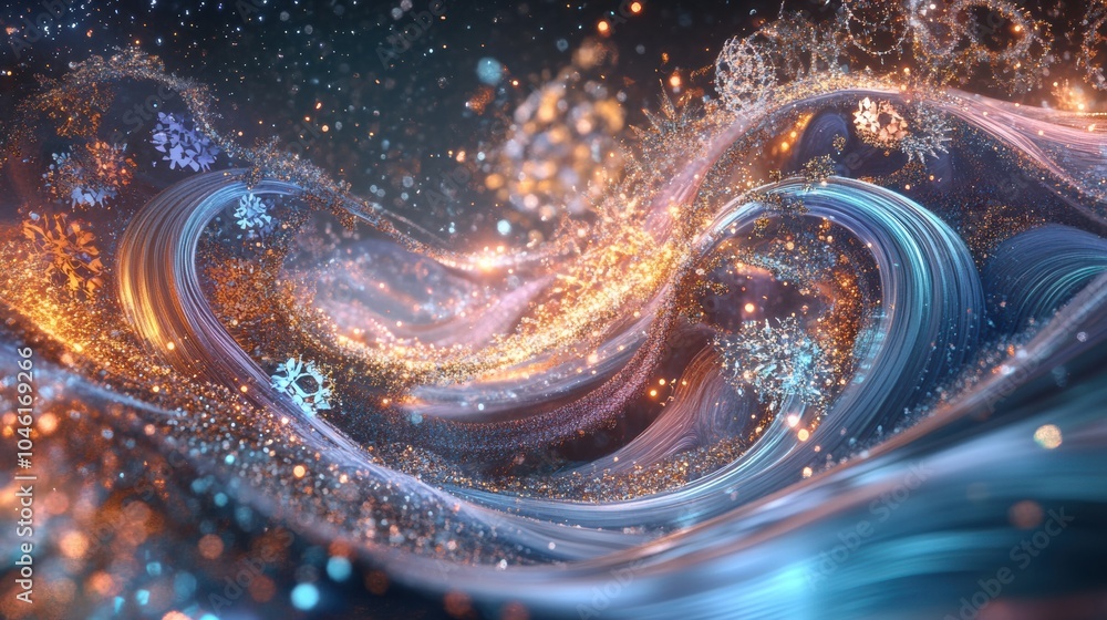 Poster colorful swirls and sparkling elements create an enchanting atmosphere, embodying the joy and excite