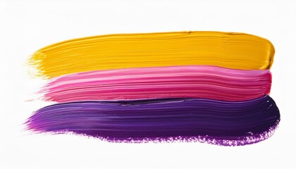 Gradient colors of brush strokes: pink, purple, and yellow.