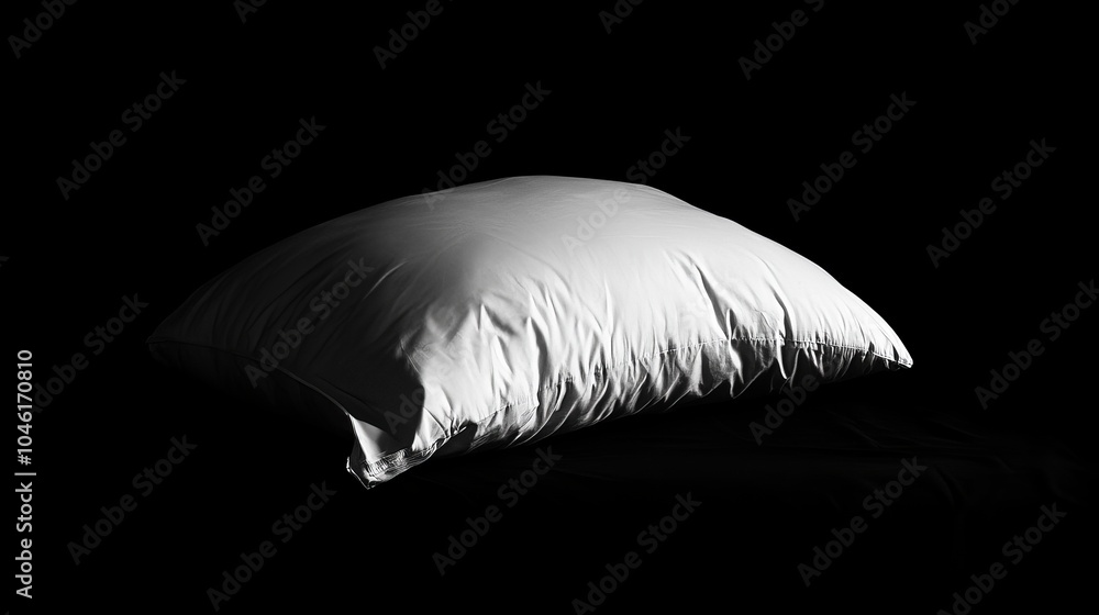 Aufkleber the simple white pillow is placed on a black background to create a strong contrast, highlighting th