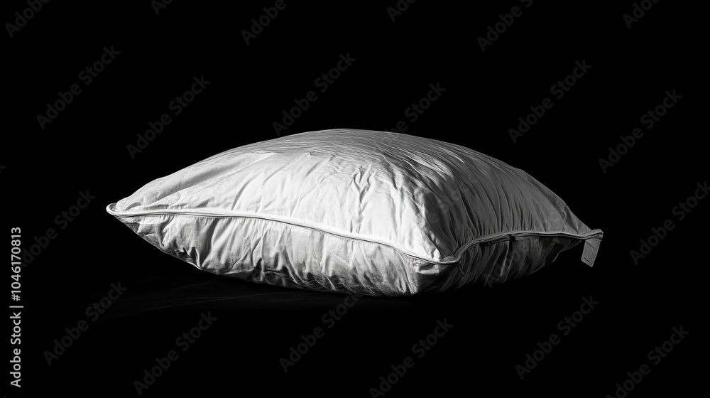 Aufkleber the simple white pillow is placed on a black background to create a strong contrast, highlighting th