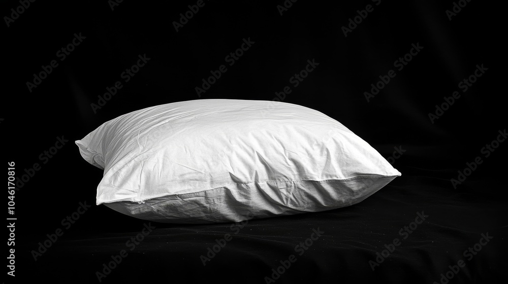 Aufkleber the simple white pillow is placed on a black background to create a strong contrast, highlighting th