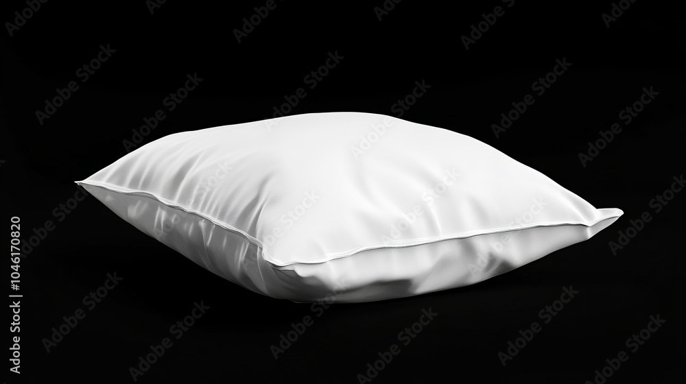 Poster the simple white pillow is placed on a black background to create a strong contrast, highlighting th