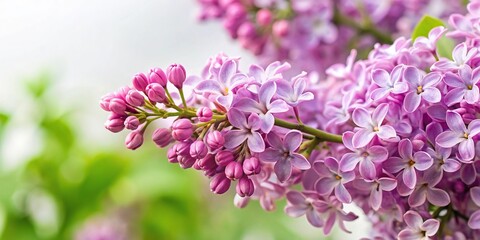 Fototapeta premium White common lilac flowers blooming in spring with shallow depth of field