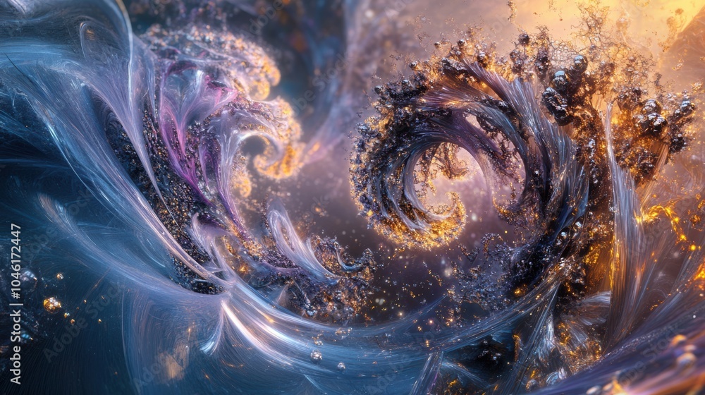 Aufkleber Swirling patterns of vibrant colors and textures intertwine, creating a mesmerizing abstract artwork that evokes cosmic energy. Generative AI