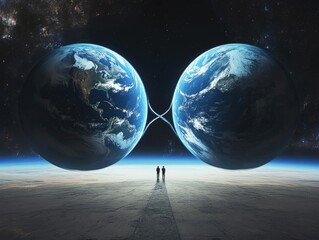 Dual existence: An artistic depiction of a parallel universe, blending abstract elements and surreal visuals, highlighting the enigmatic nature of alternate dimensions.